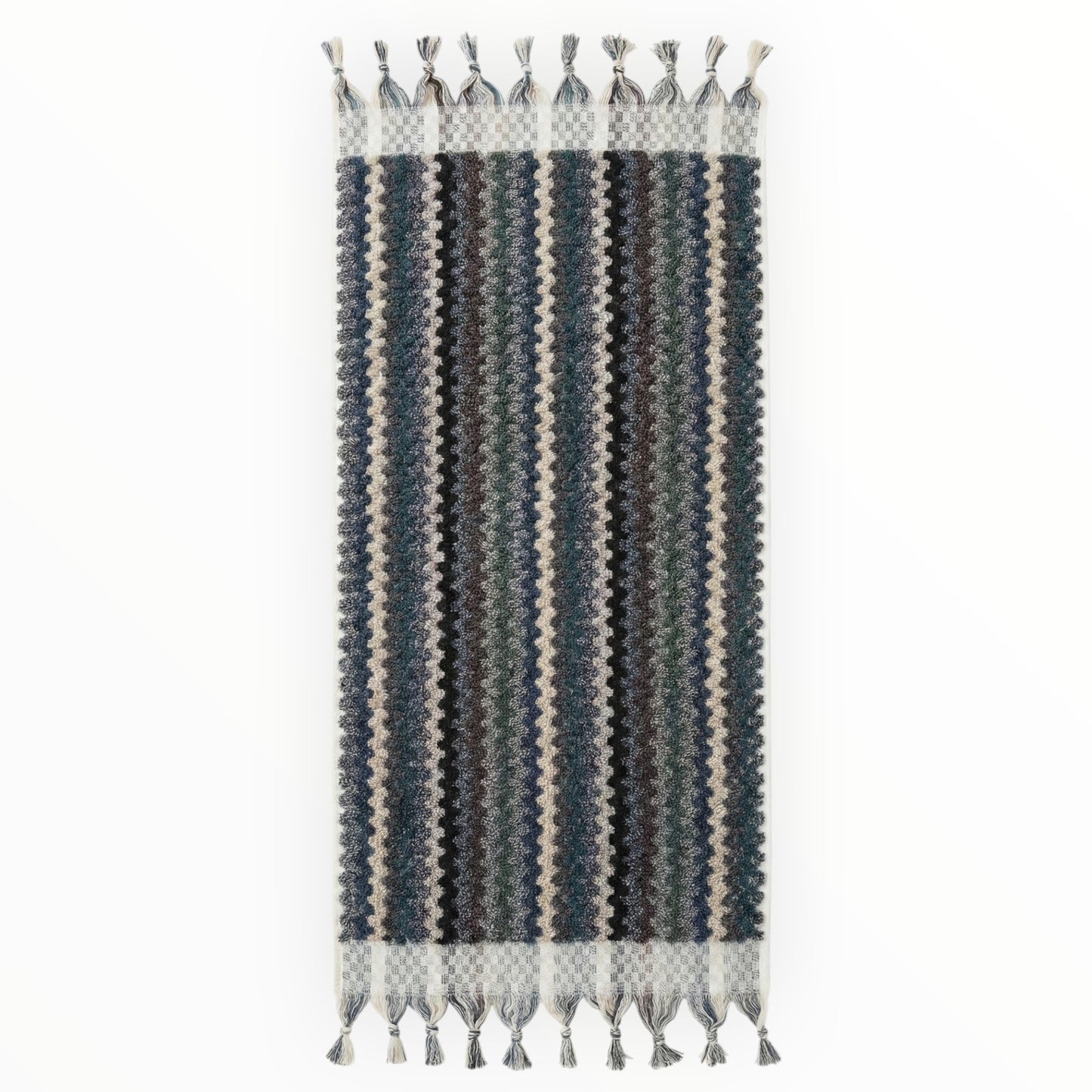 Handwoven Natural Turkish Cotton Terry Hand Towel Zigzag Pattern
