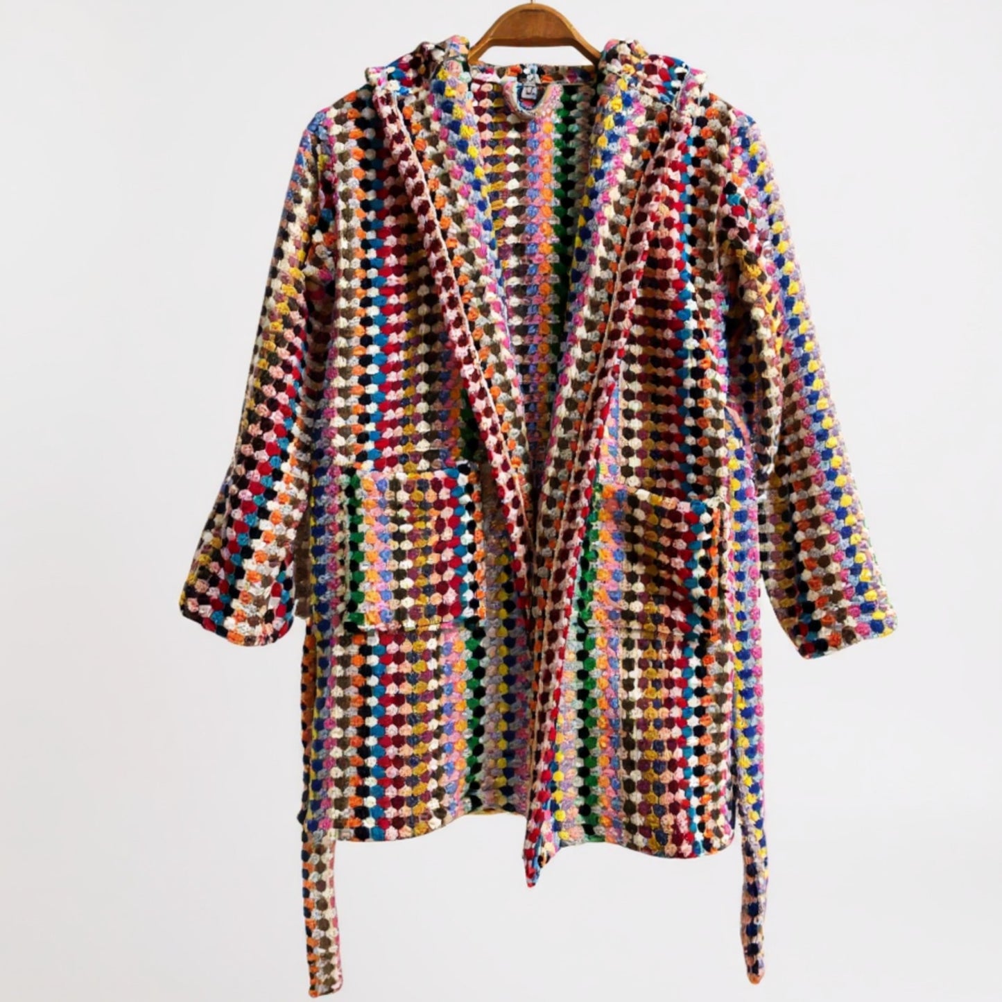 Handwoven Natural Turkish Cotton Terry Kids Bathrobe – PomPom Design
