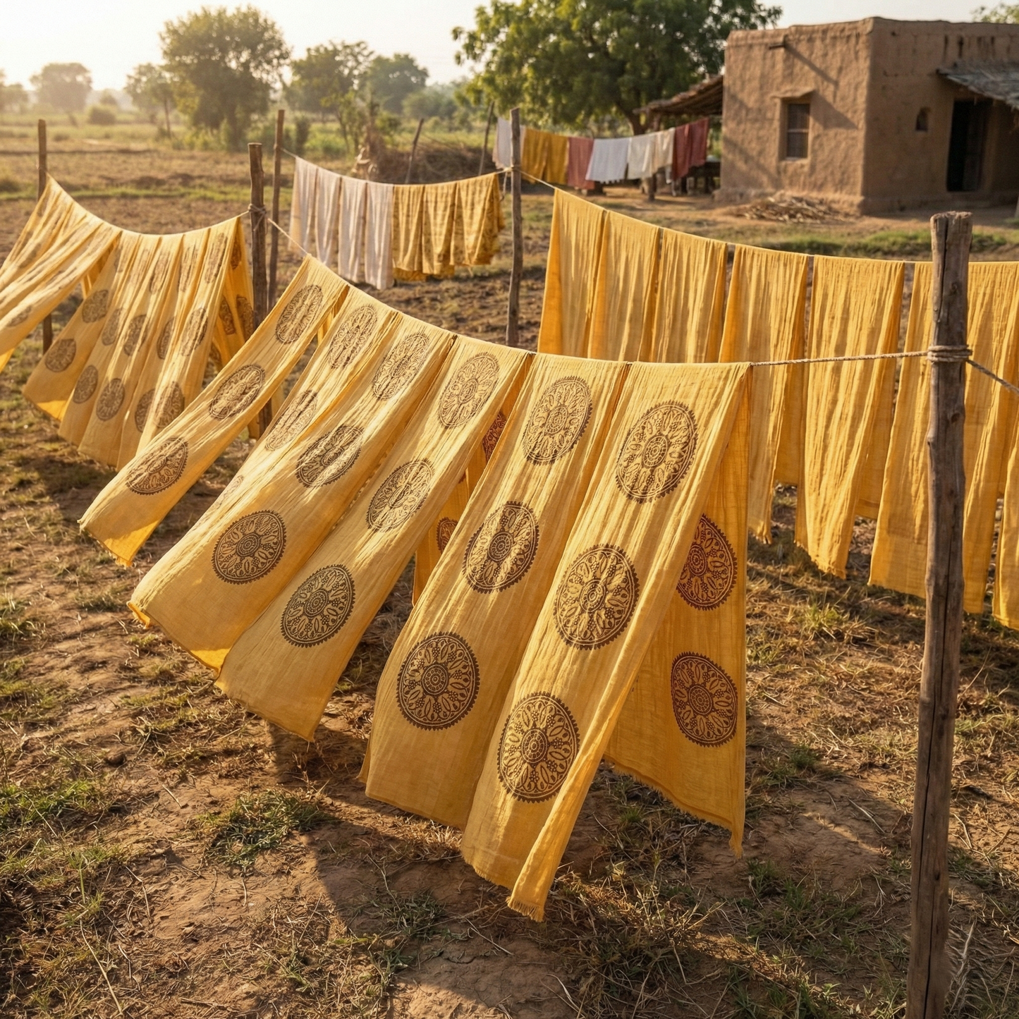 Handwoven Organic Cotton Muslin Mandala Block Print Hooded Robe – Unisex