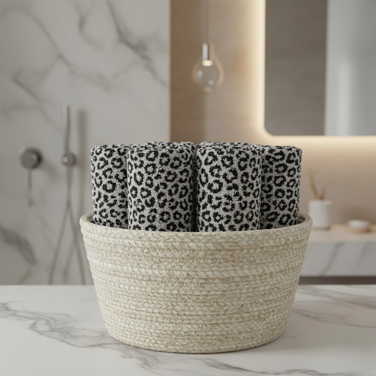 Leopard Design Hand & Face Towel – Natural Turkish Cotton, Limited Edition