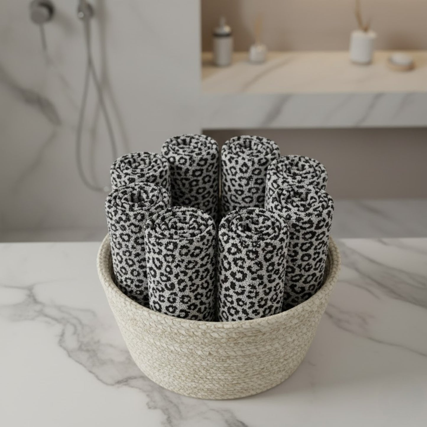 Leopard Design Hand & Face Towel – Natural Turkish Cotton, Limited Edition