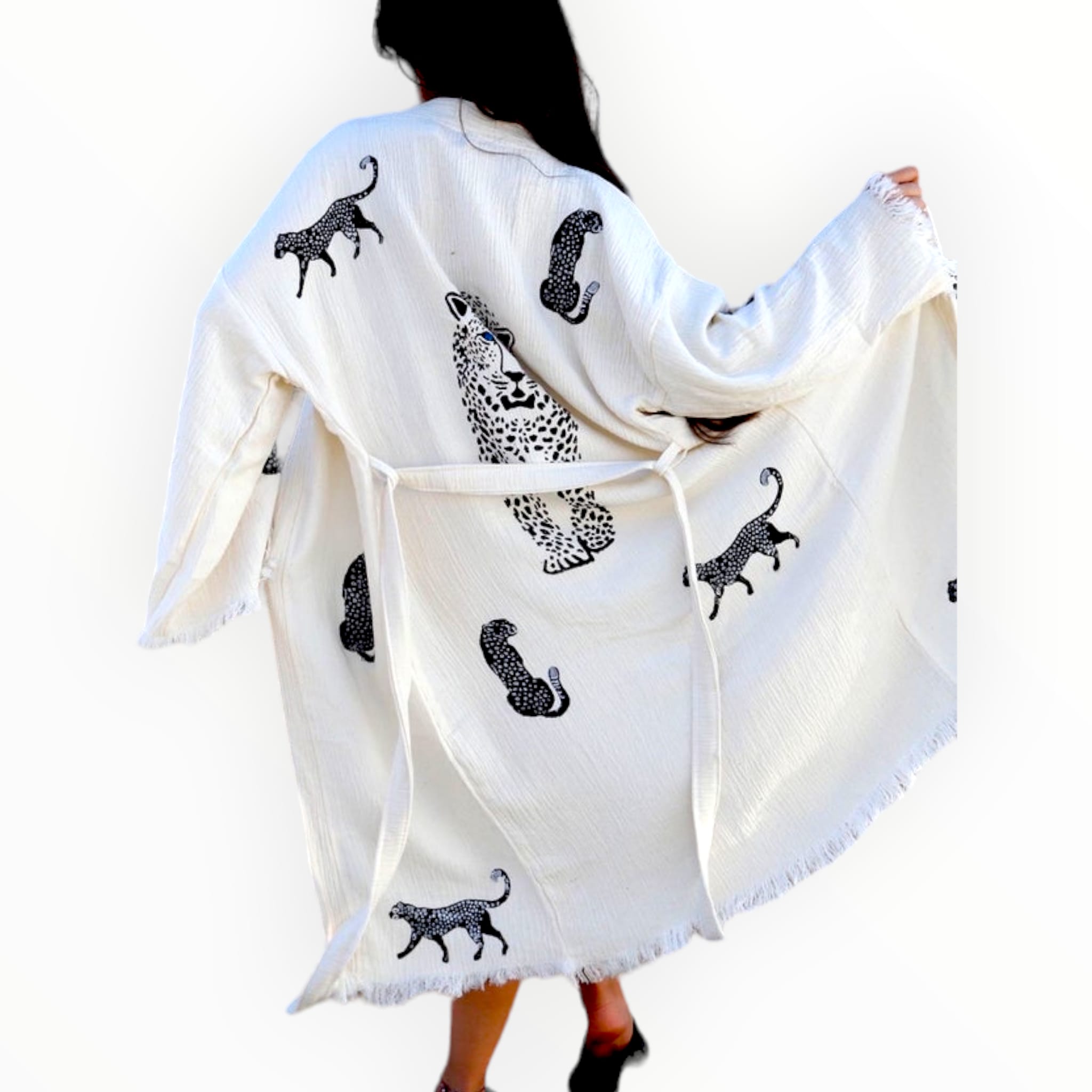 Leopard print hot sale kimono robe