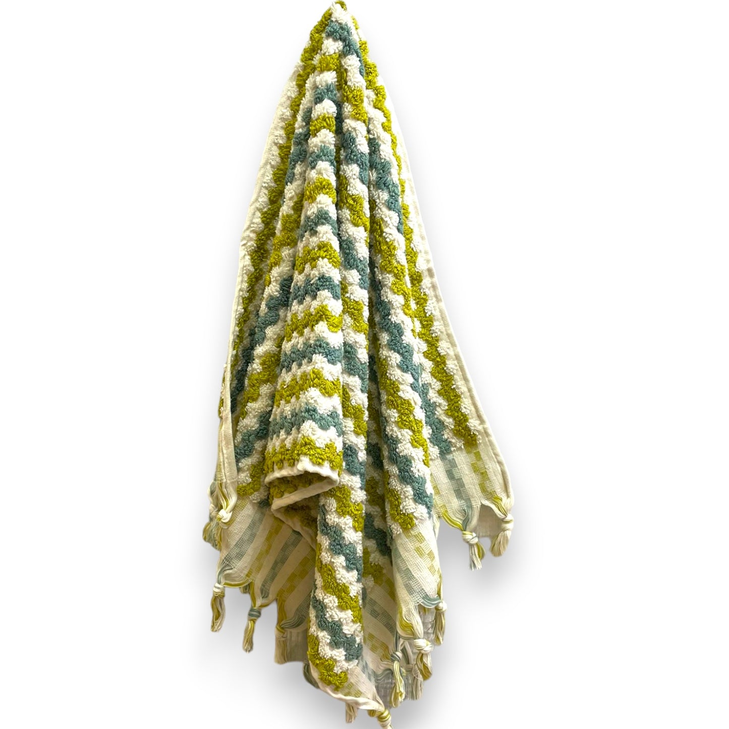 Natural Cotton Hand-Woven Turkish Terry Hammam Hand Towel Designer Zigzag Pattern