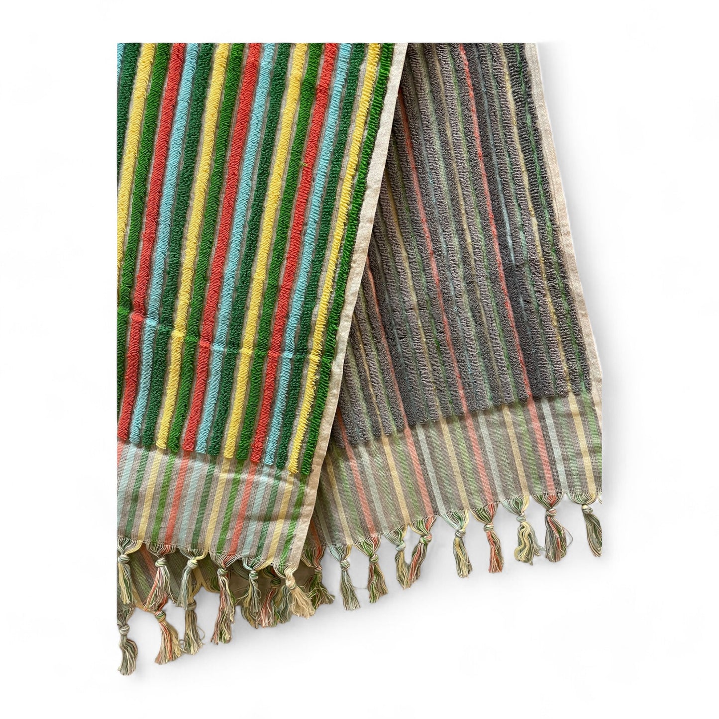 Natural Cotton Hand-Woven Turkish Terry Hammam Towel Designer Stripe Pattern