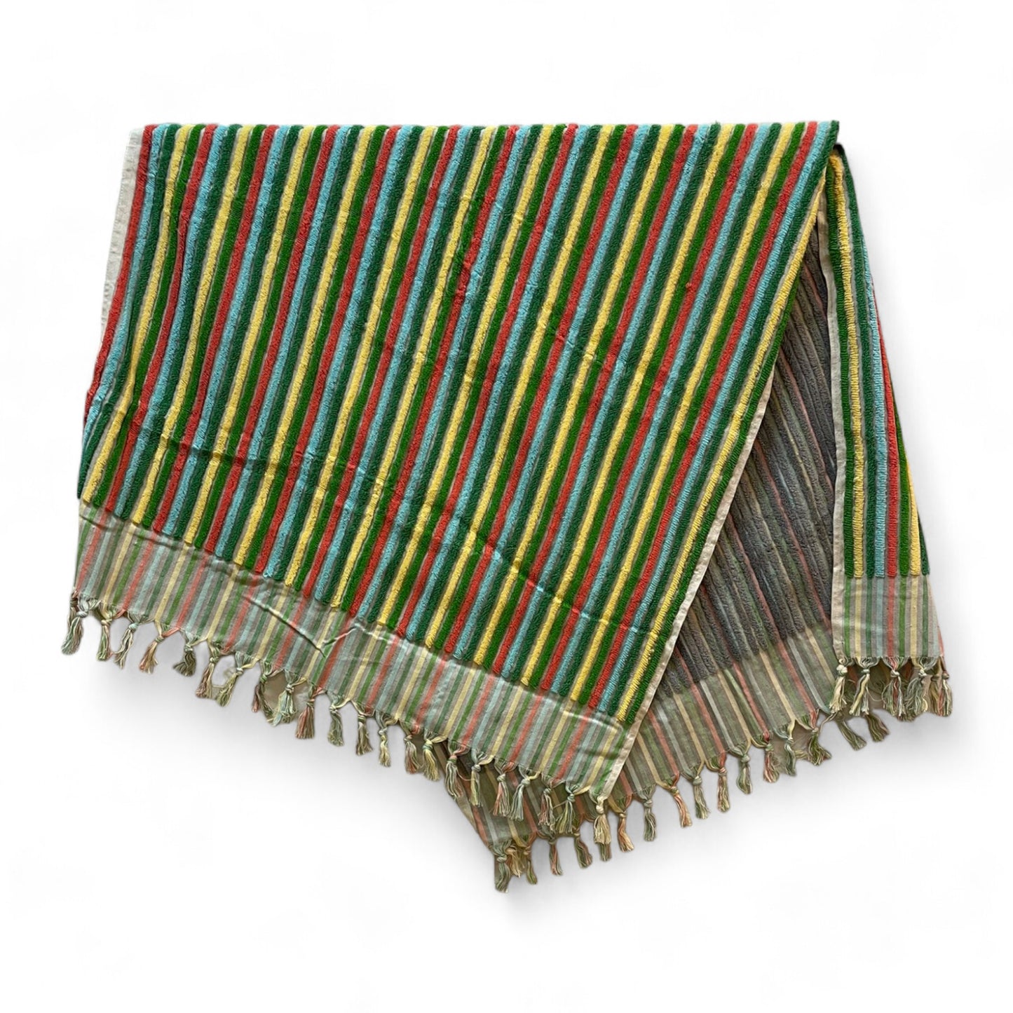 Natural Cotton Hand-Woven Turkish Terry Hammam Towel Designer Stripe Pattern