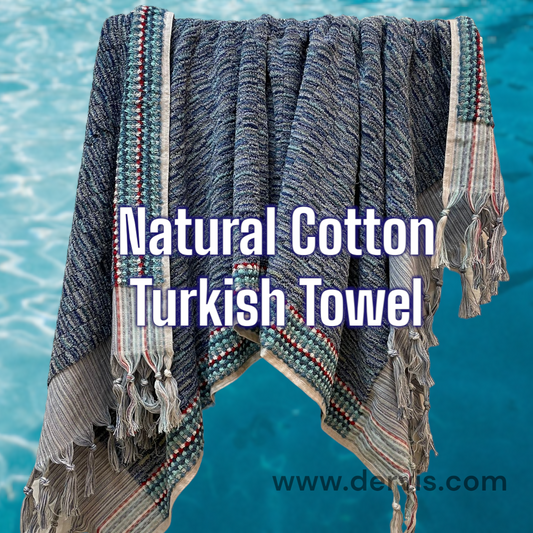 Natural Cotton Hand-Woven Turkish Terry Hammam Towel