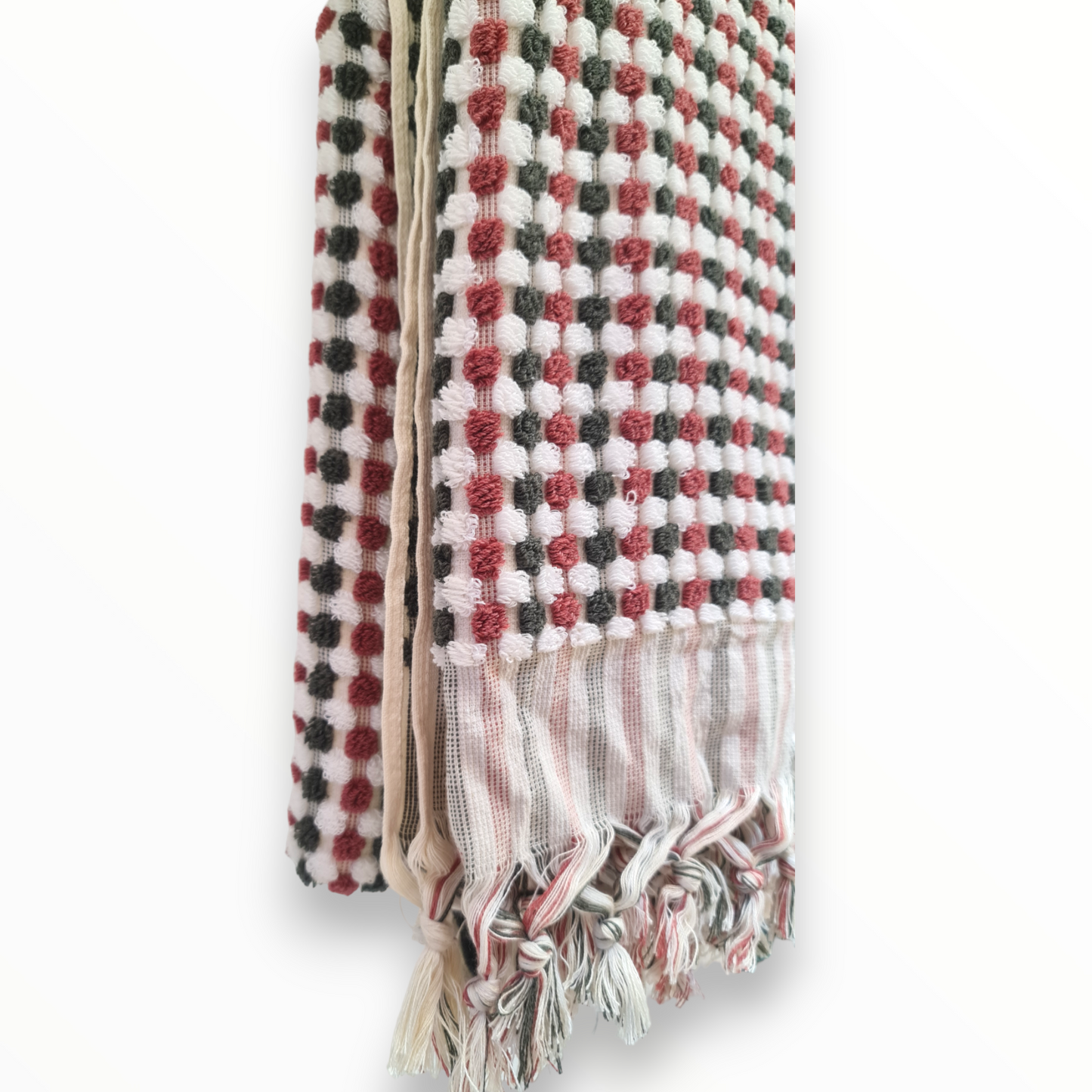 Natural Cotton Hand Woven Turkish Pompom Bath Towel - Hammam Towel