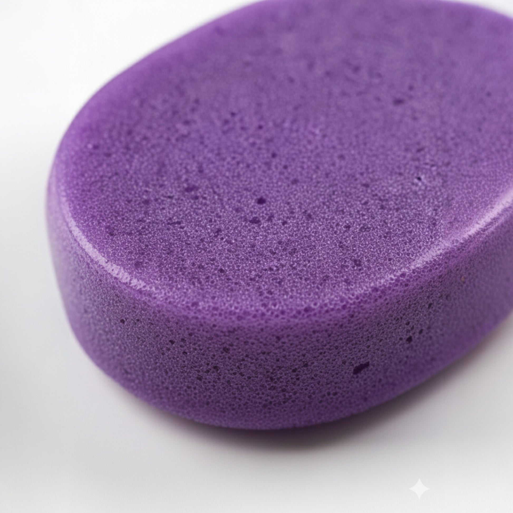 Purple exfoliating scrubber Natural Lavender Soap With Sponge on a white background