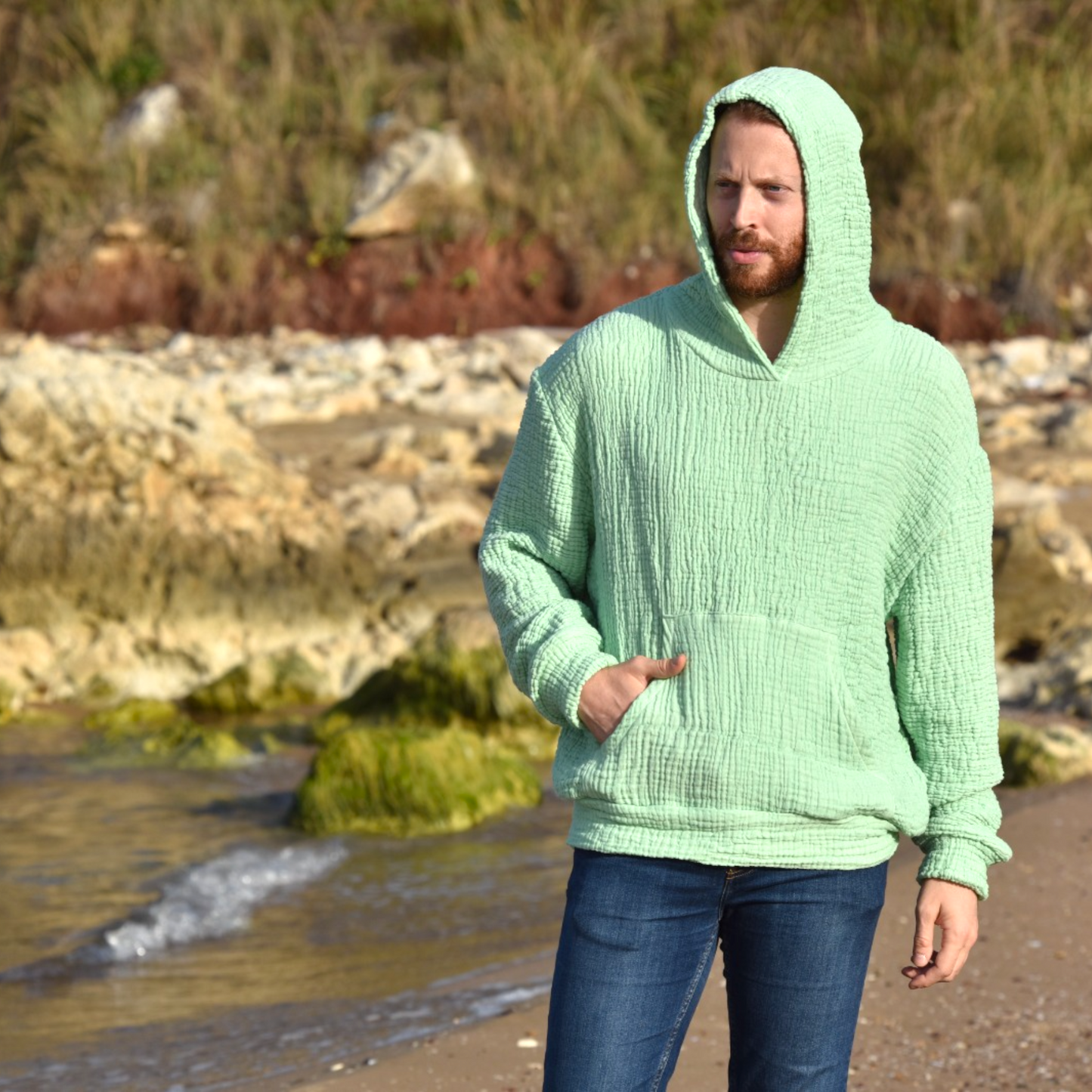 Natural Turkish Cotton Muslin Gauze Men's Sweatshirt