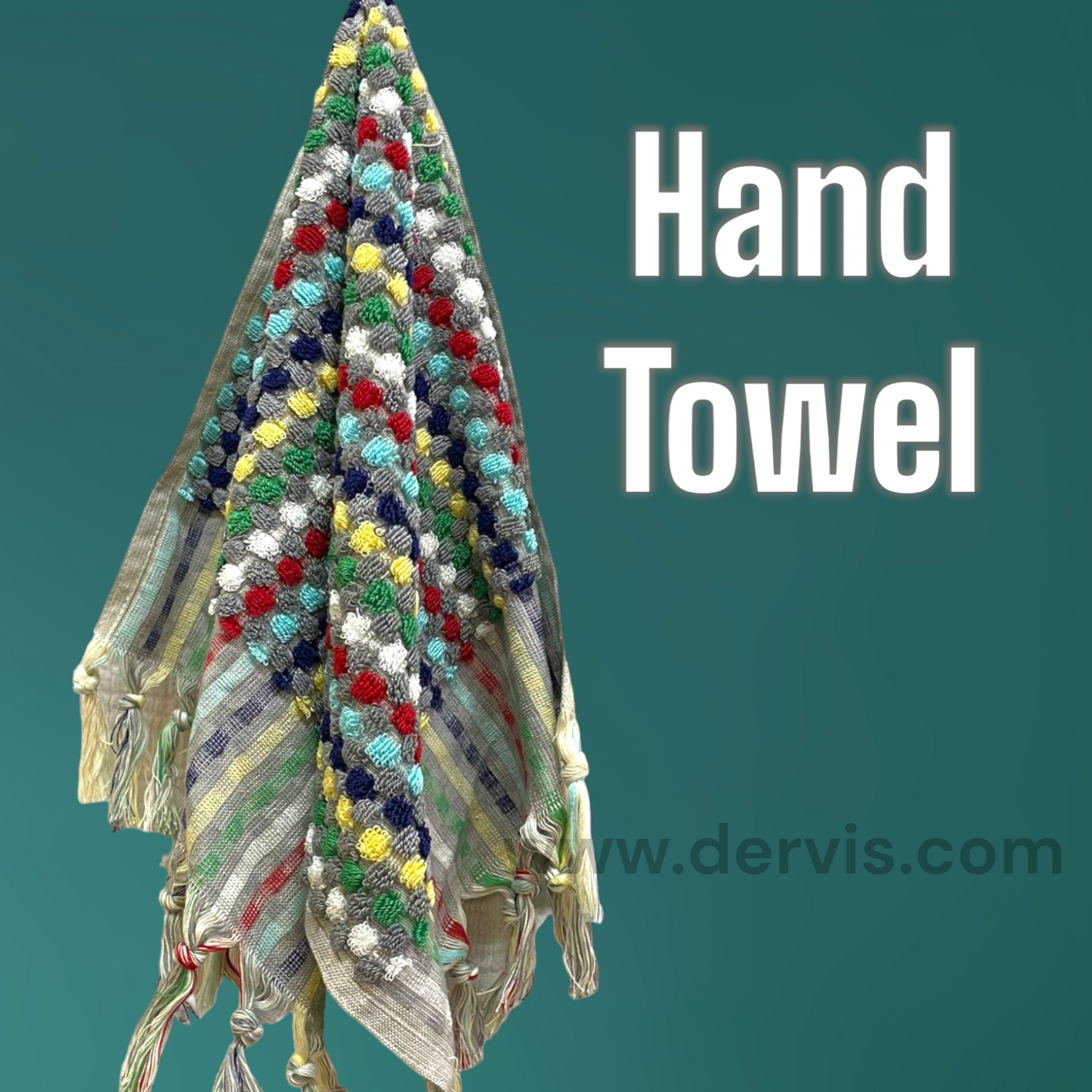 Natural Turkish Cotton Terry Hand Towel Pompom Towel