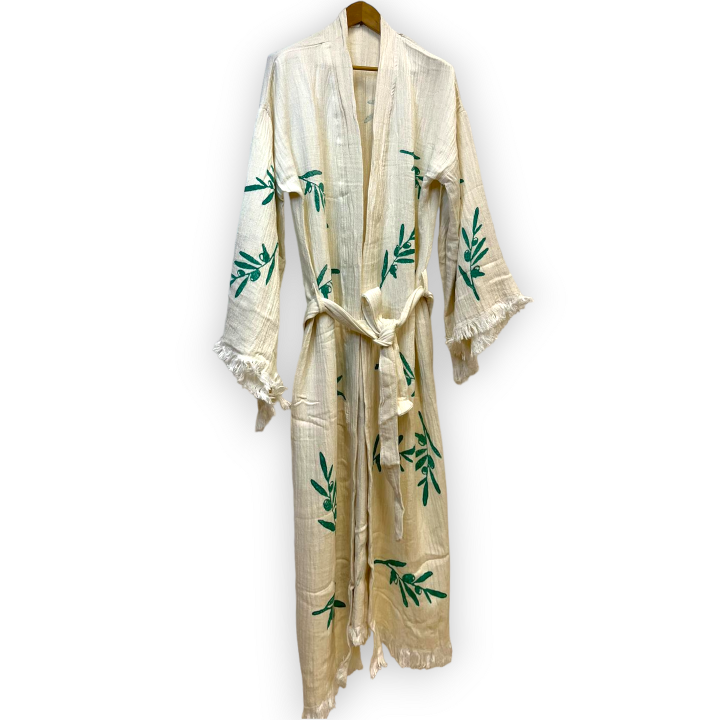 Olive Branch Turkish Towel Kimono Kaftan Bathrobe