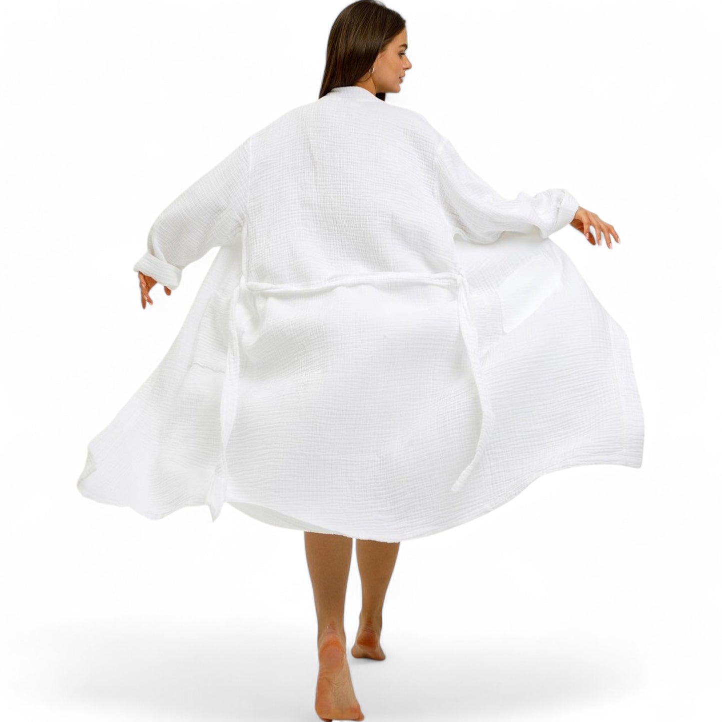 Organic Turkish Cotton Muslin/Gauze Kimono Bathrobe