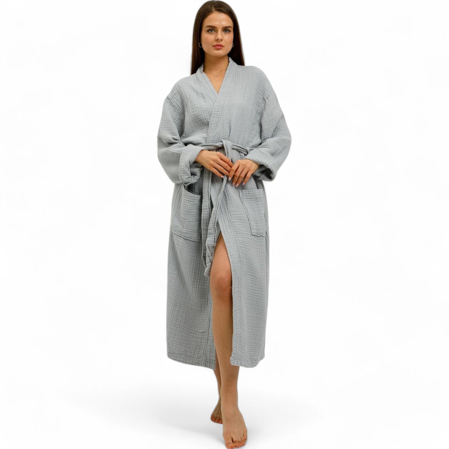 Organic Turkish Cotton Muslin/Gauze Kimono Bathrobe