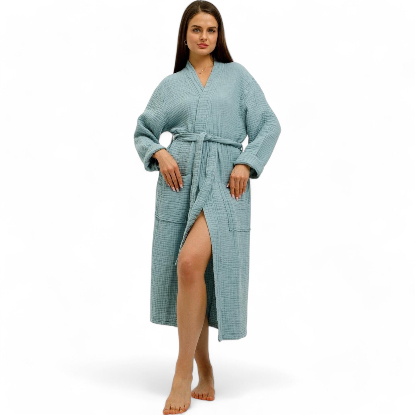 Organic Turkish Cotton Muslin/Gauze Kimono Bathrobe