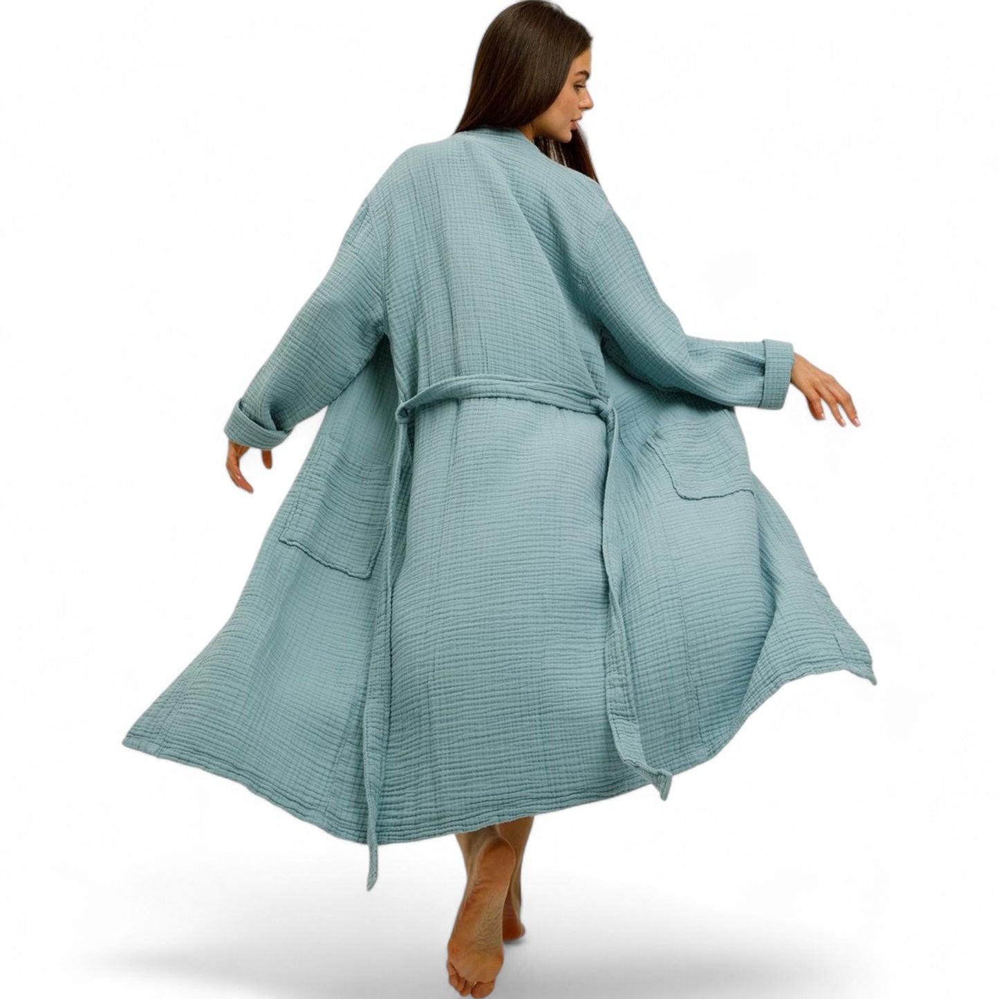 Organic Turkish Cotton Muslin/Gauze Kimono Bathrobe