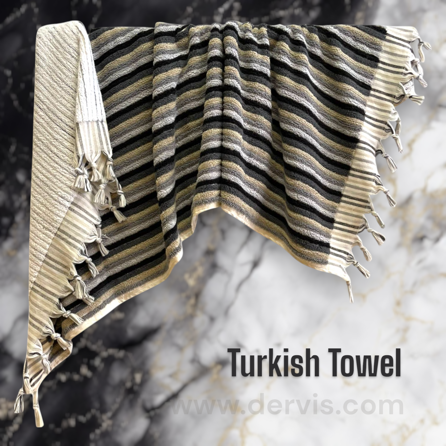 Natural Cotton Hand-Woven Turkish Terry Towel, Hammam Towel, Bath Towel