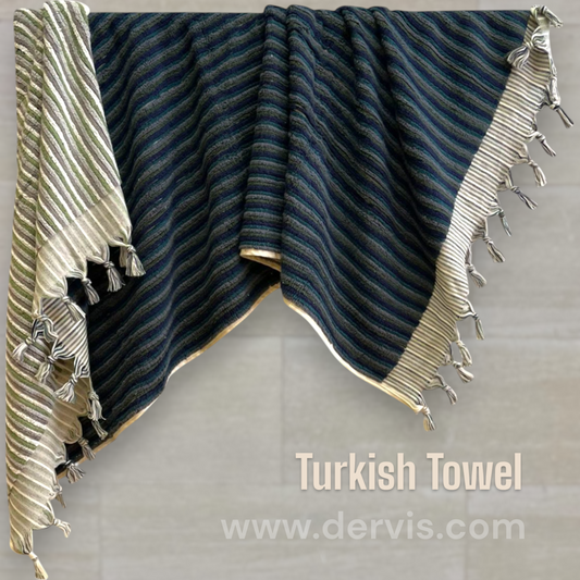 Natural Cotton Hand-Woven Turkish Terry Towel, Hammam Towel, Bath Towel