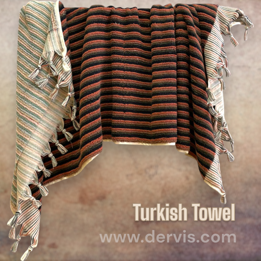 Natural Cotton Hand-Woven Turkish Terry Towel, Hammam Towel, Bath Towel