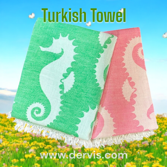 Seahorse Pattern Turkish Towel - Pestemal