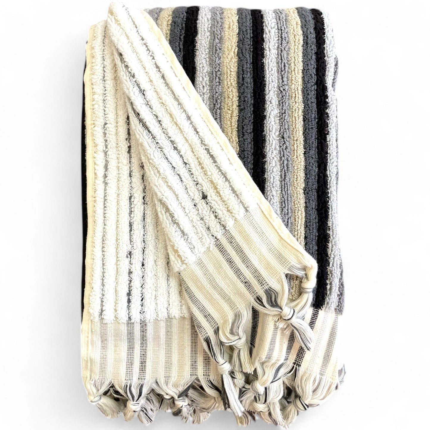 Natural Cotton Hand-Woven Turkish Terry Towel, Hammam Towel, Bath Towel