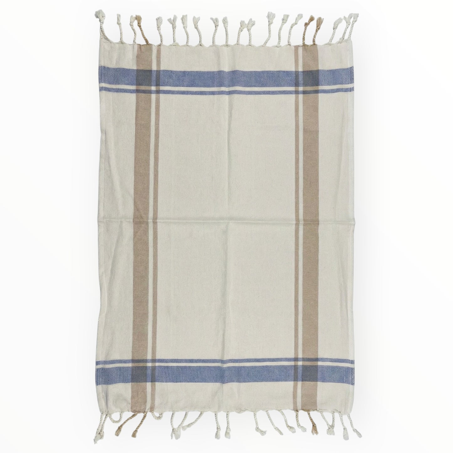 Traditional Turkish Peşkir — Hand-Woven, Hand-Knotted, Natural Cotton