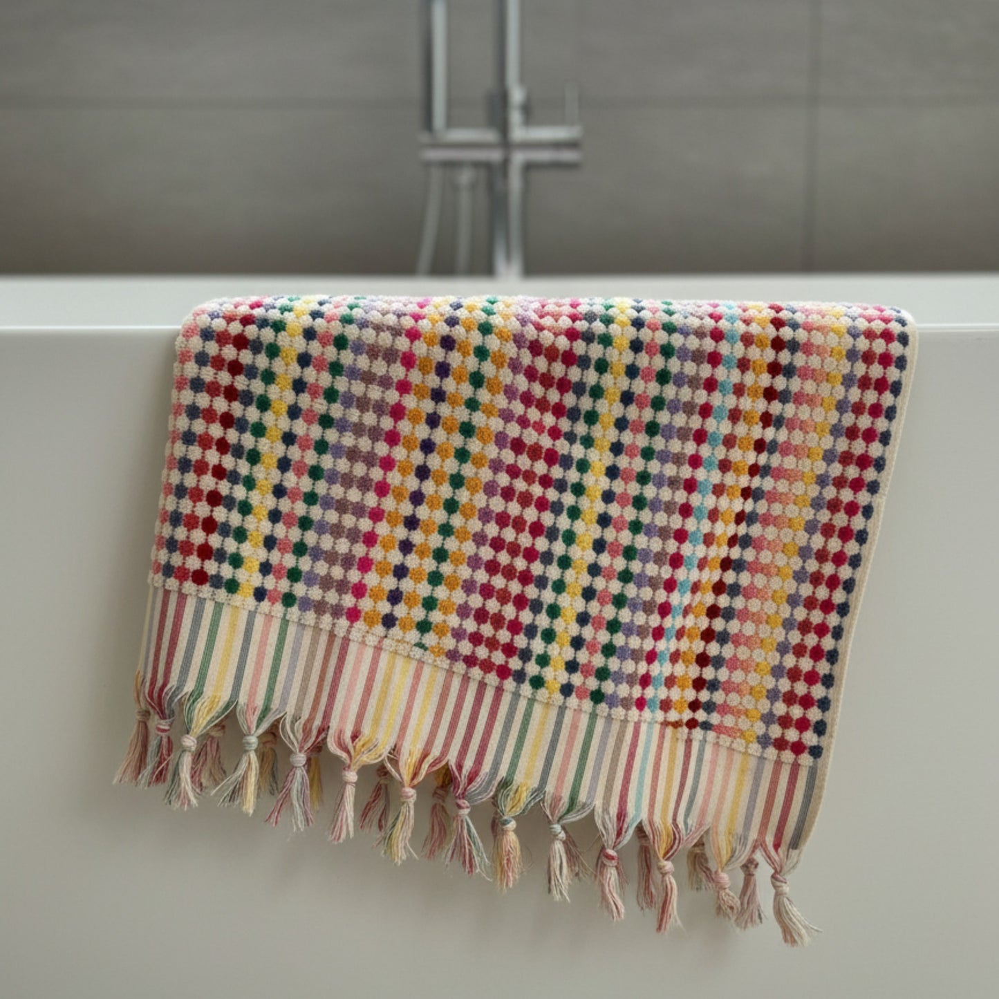Turkish Hammam Bath Terry Towel Red Shades Dotted