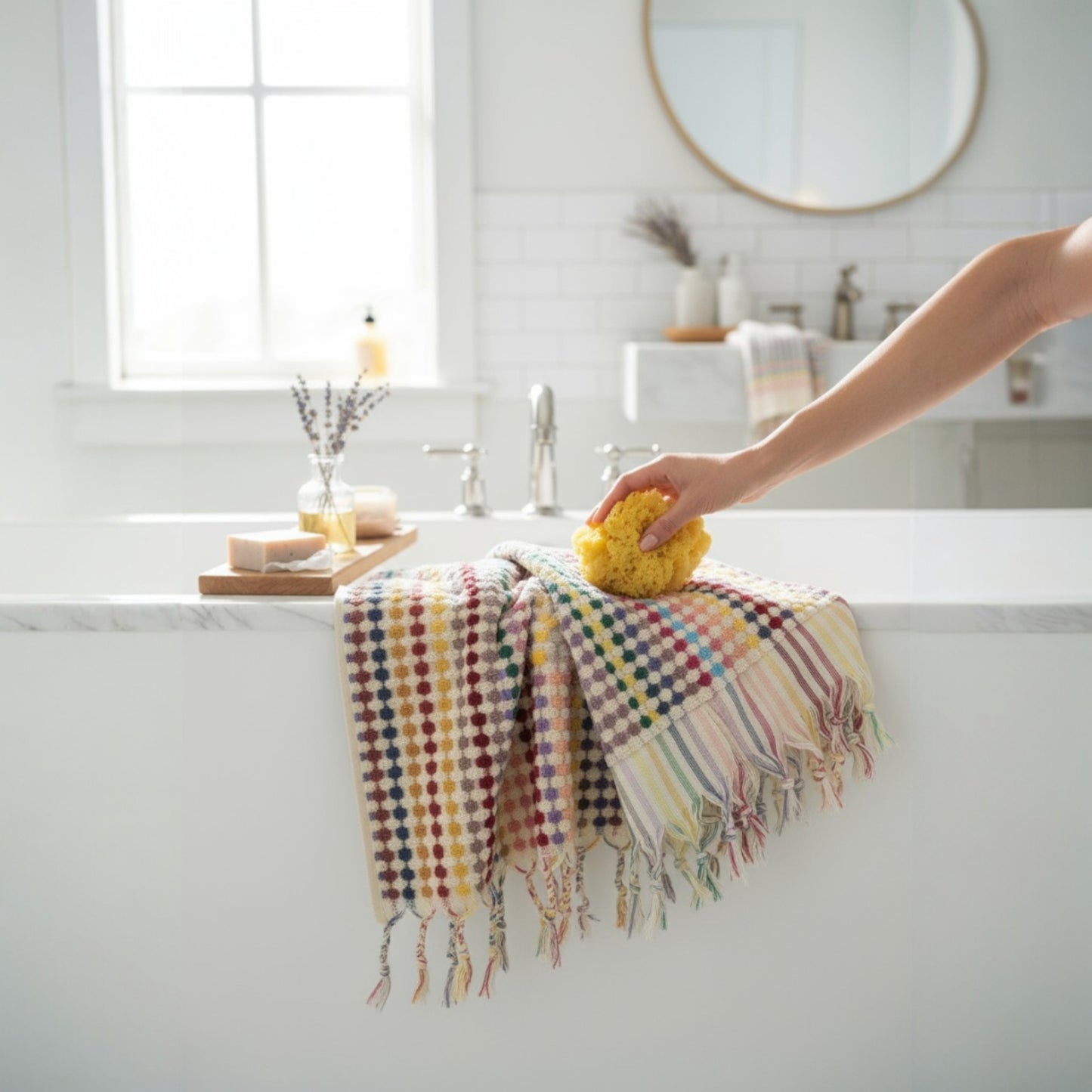 Turkish Hammam Bath Terry Towel Red Shades Dotted