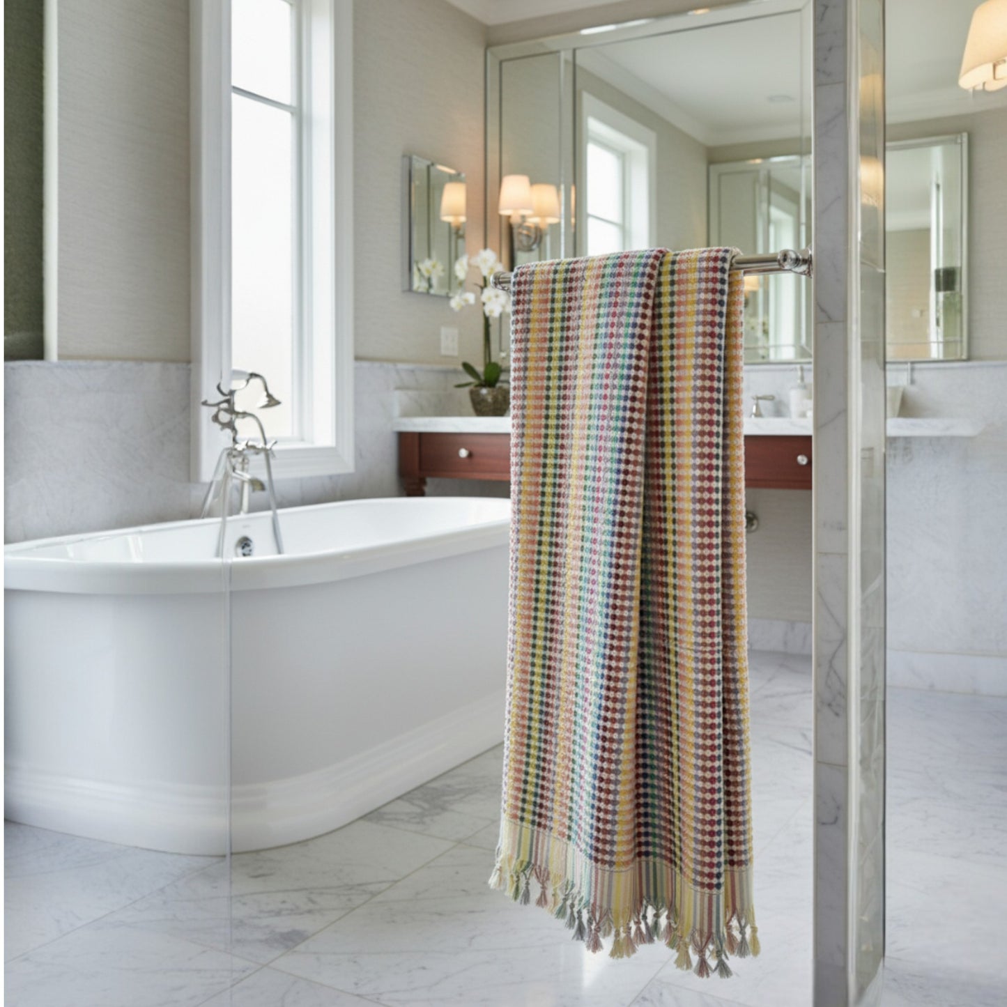Turkish Hammam Bath Terry Towel Red Shades Dotted