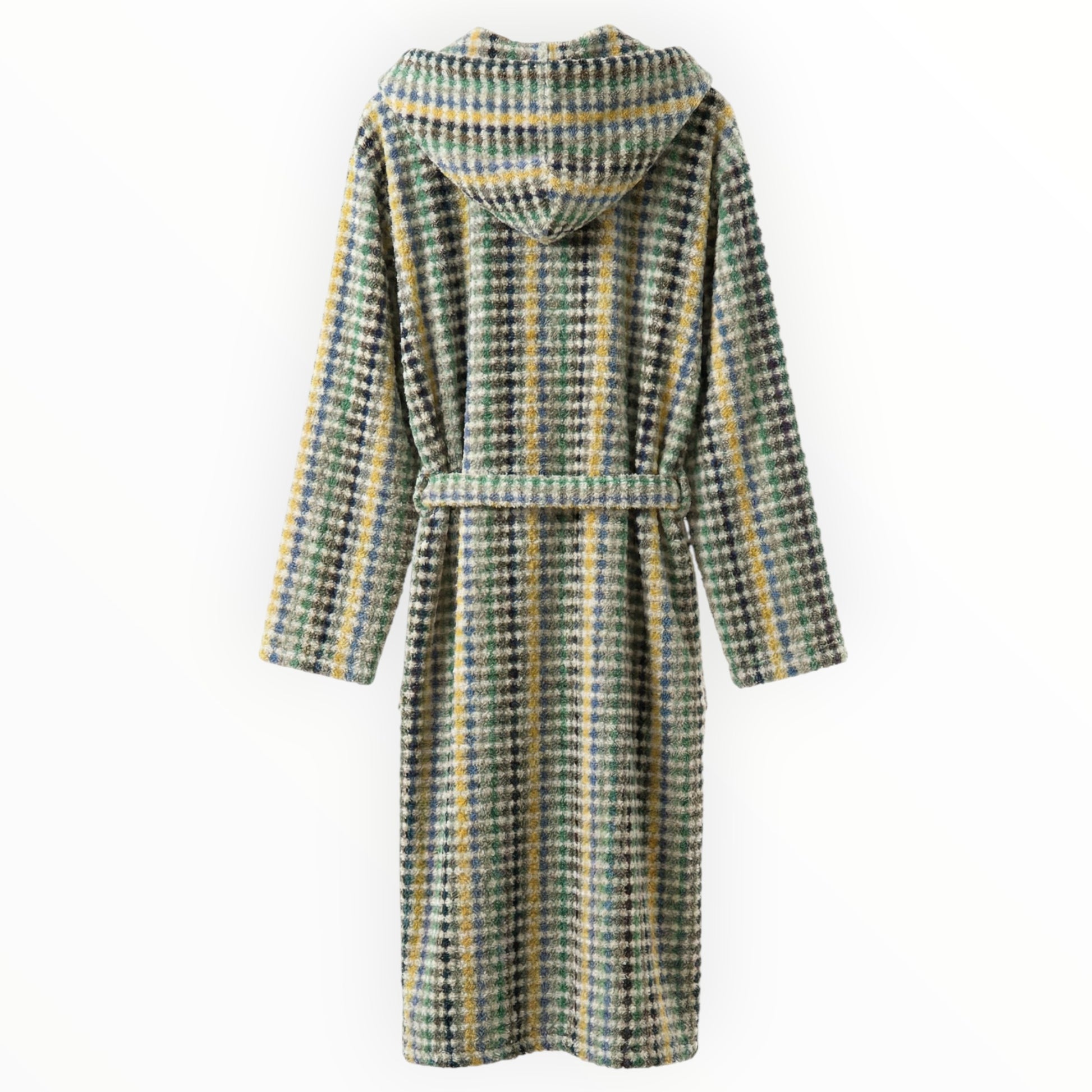 Turkish Terry Bathrobe Hooded, Unisex, Premium Cotton with hood on a white background