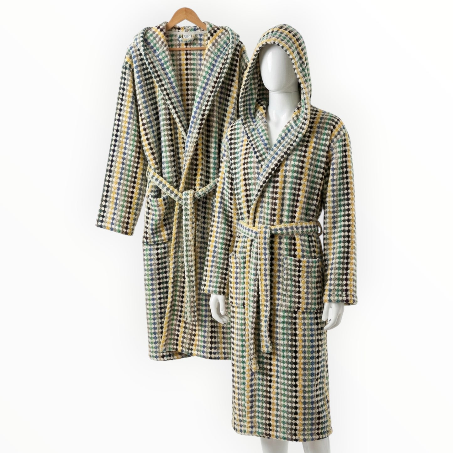 Plaid robe on a mannequin with a white background