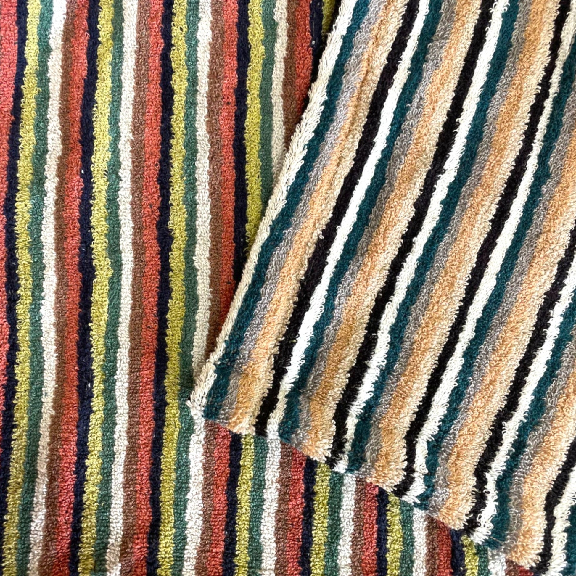 Close-up of handwoven Turkish terry towel texture and natural cotton fibers