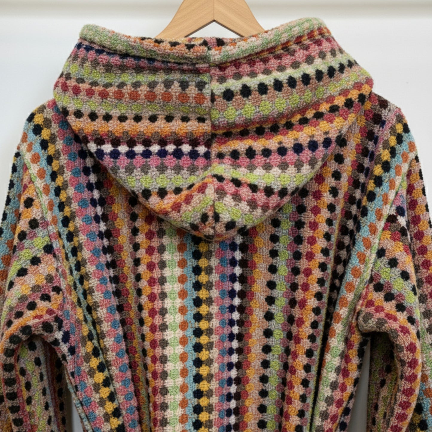 Turkish Terry Towel Unisex Bathrobe Multi Color Dotted Pompom Design Hooded