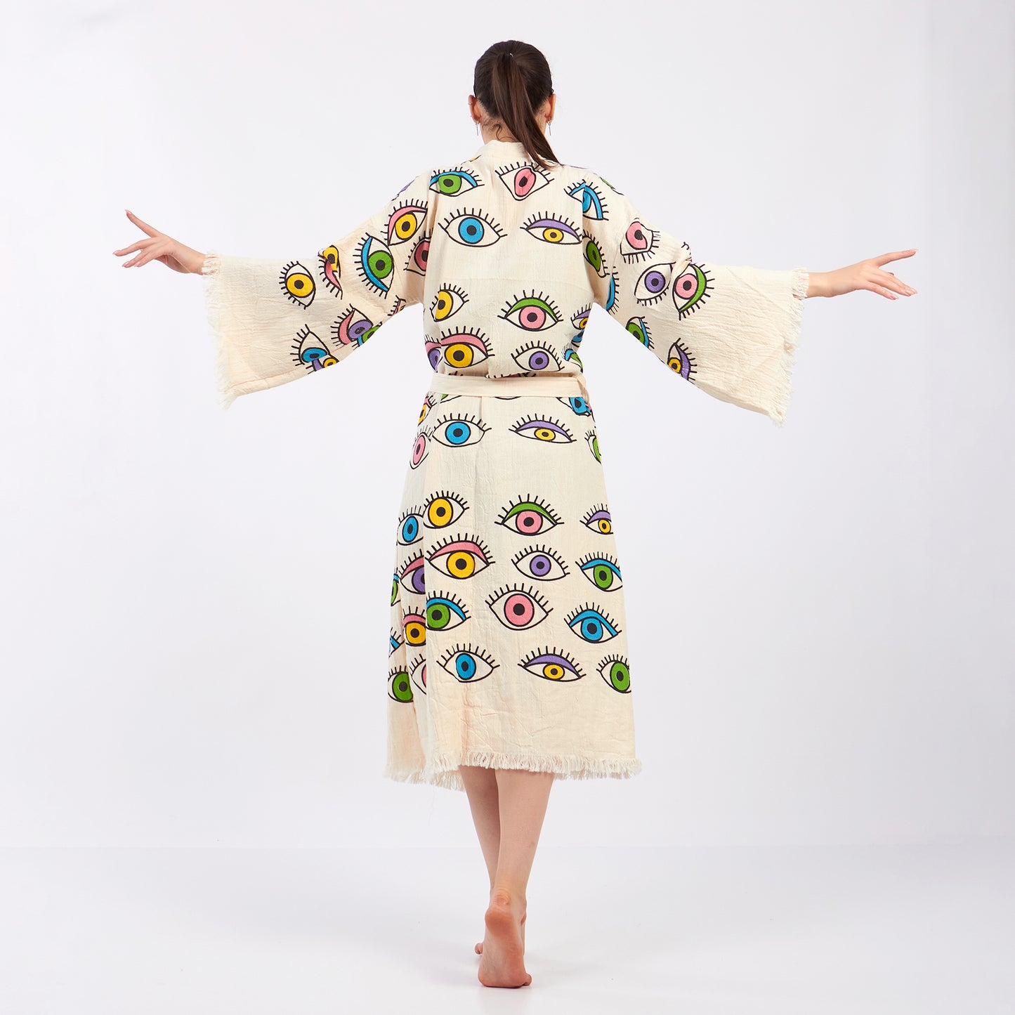 Turkish Towel Eye Kimono Kaftan Bathrobe - Eye Kimono Robe