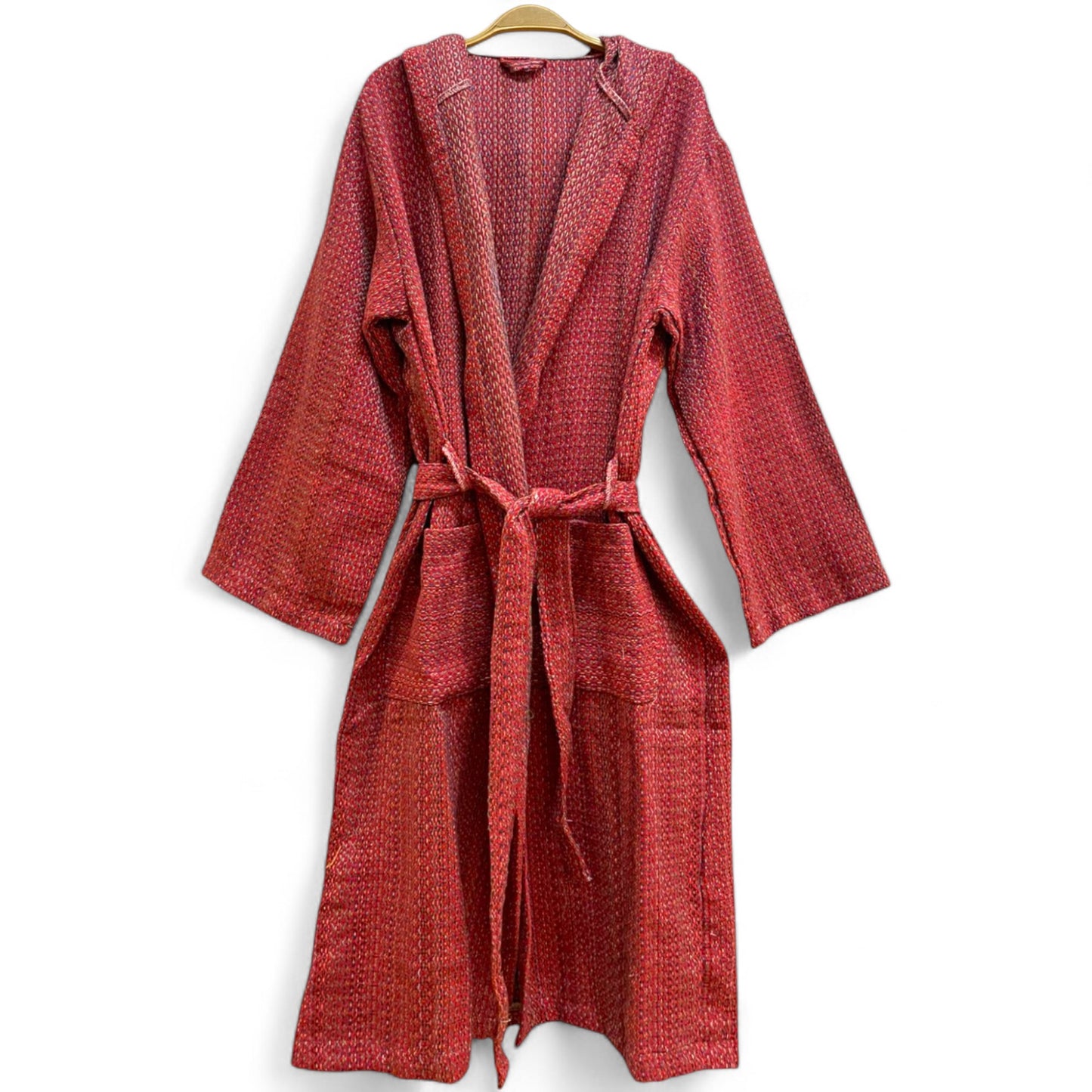 Diamond Design Turkish Towel Pestemal Bathrobe - Hooded & Unisex