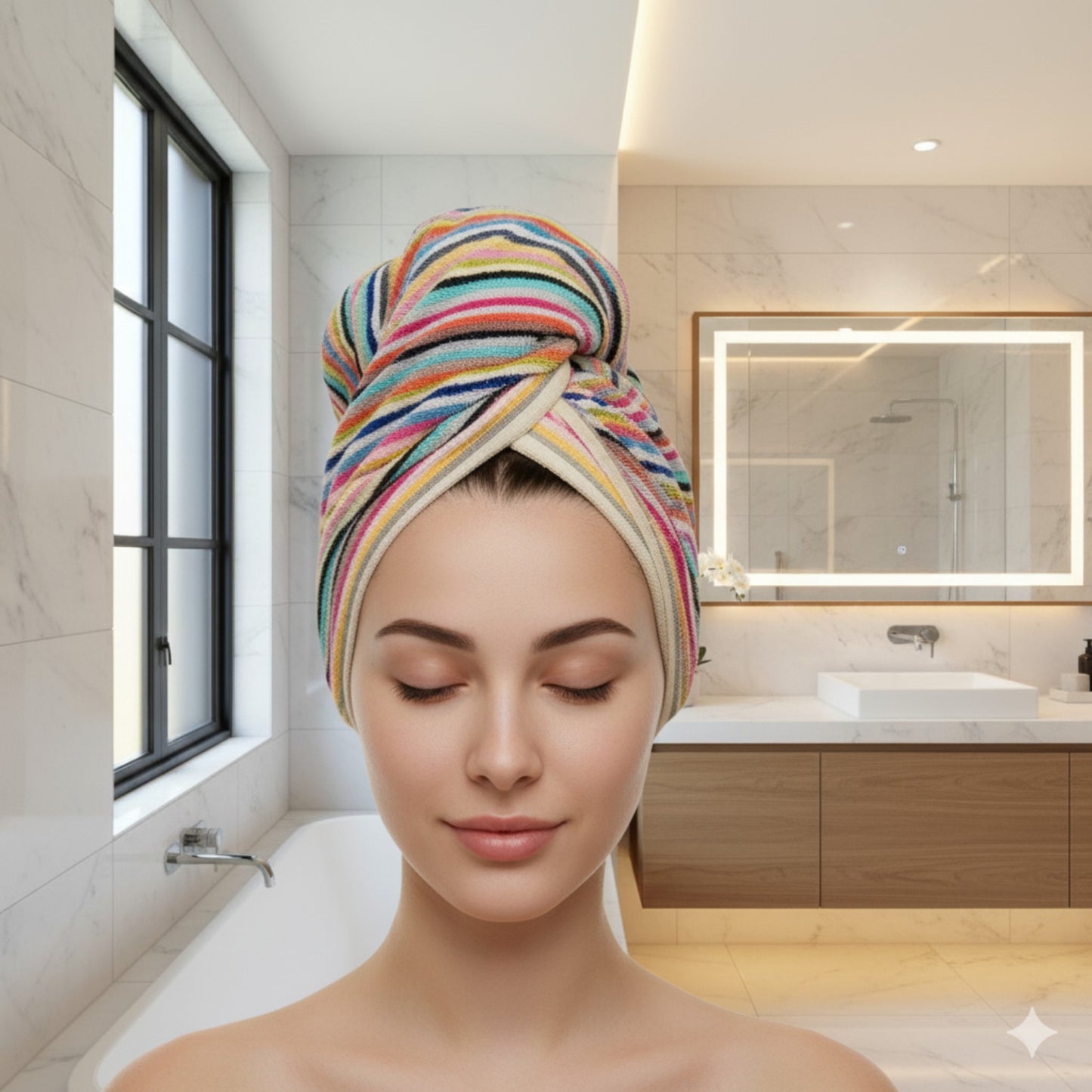 Turkish Hammam Terry Hand Towels Multi Color Stripe