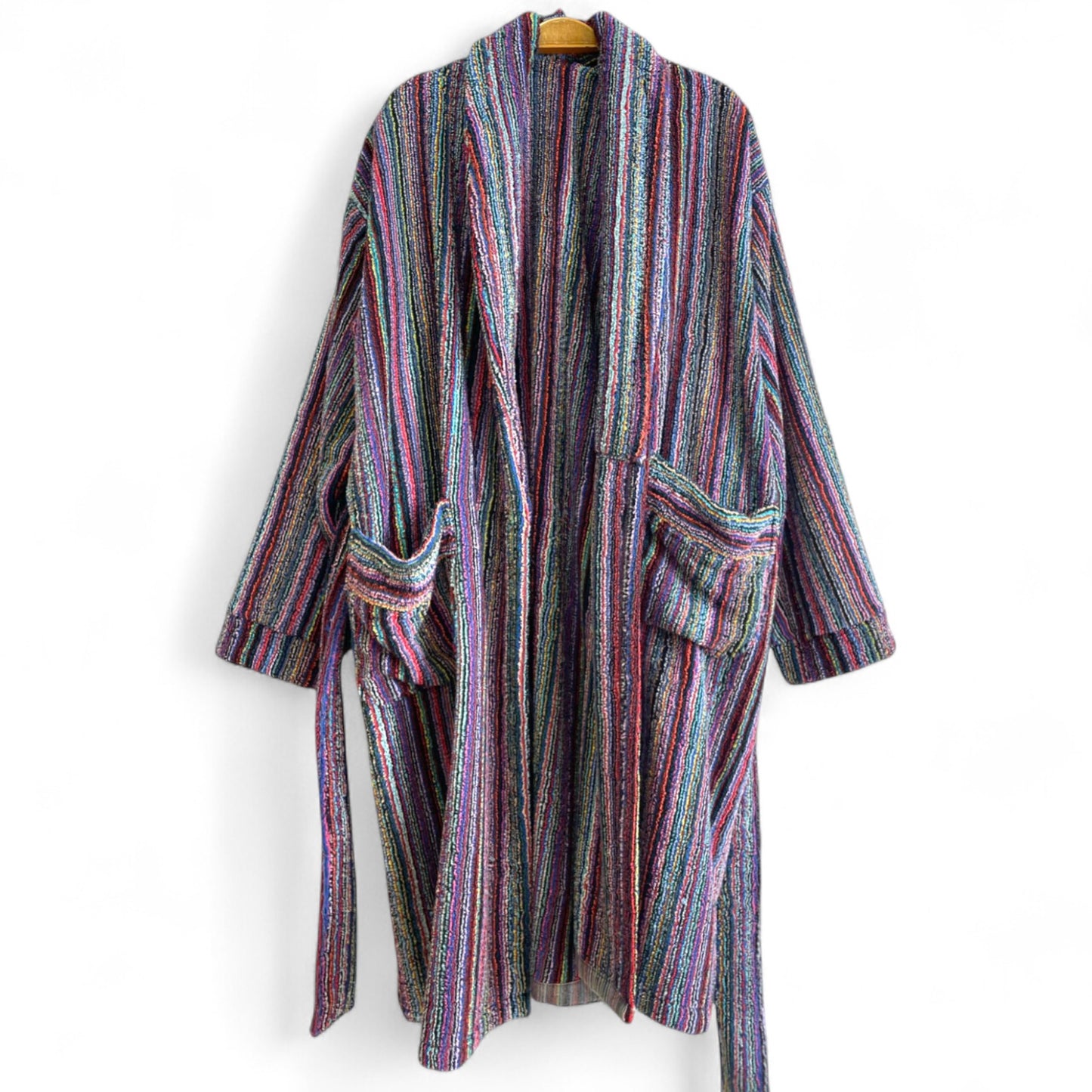 Turkish Terry Towel Bathrobe – Unisex, One Size, Handwoven