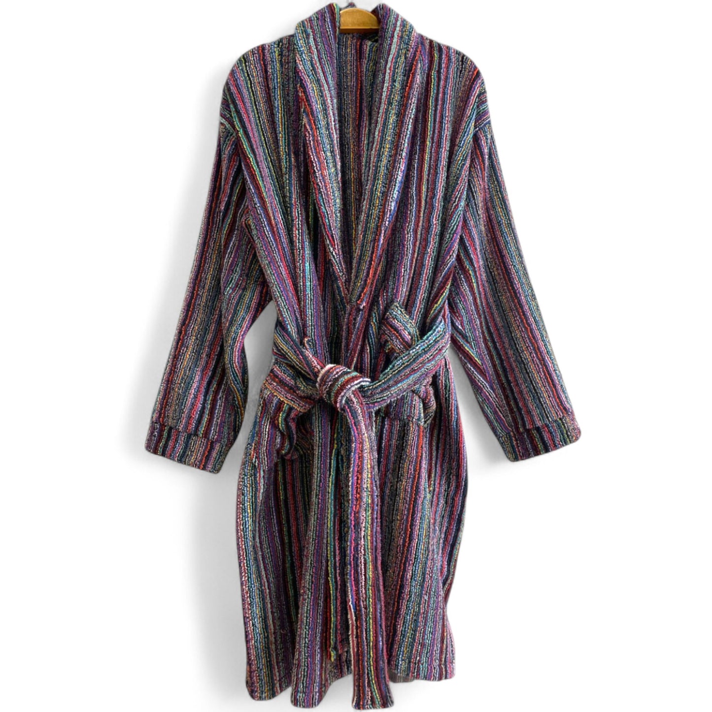 Turkish Terry Towel Bathrobe – Unisex, One Size, Handwoven