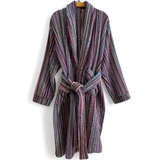 Turkish Terry Towel Bathrobe – Unisex, Shawl Collar, Handwoven