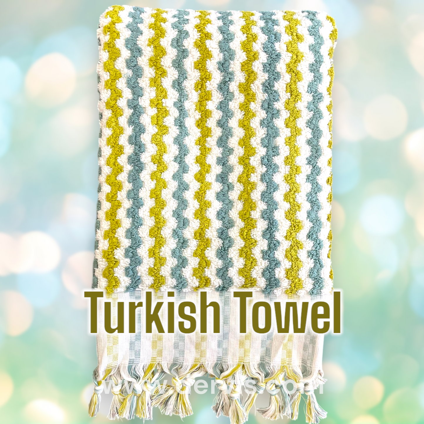 Natural Cotton Hand-Woven Turkish Terry Hammam Towel Designer Zigzag Pattern