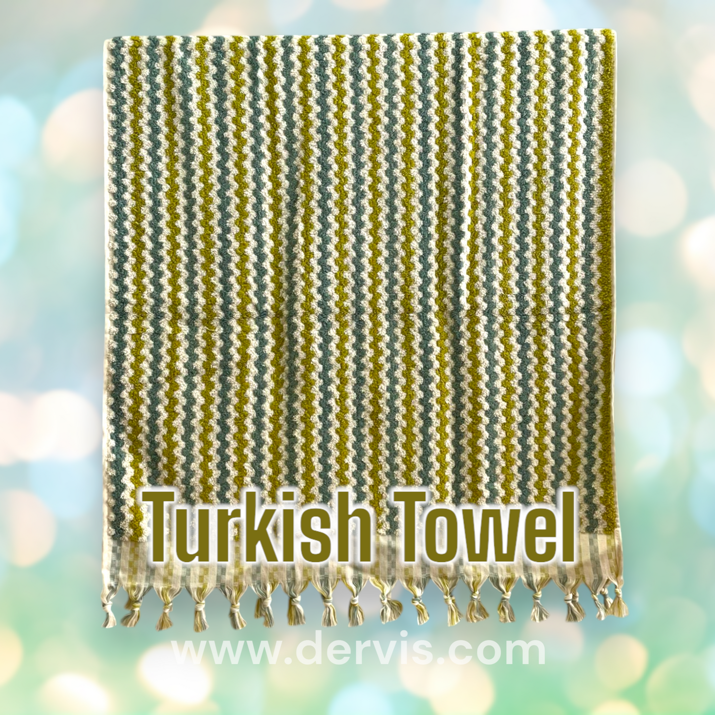 Natural Cotton Hand-Woven Turkish Terry Hammam Towel Designer Zigzag Pattern