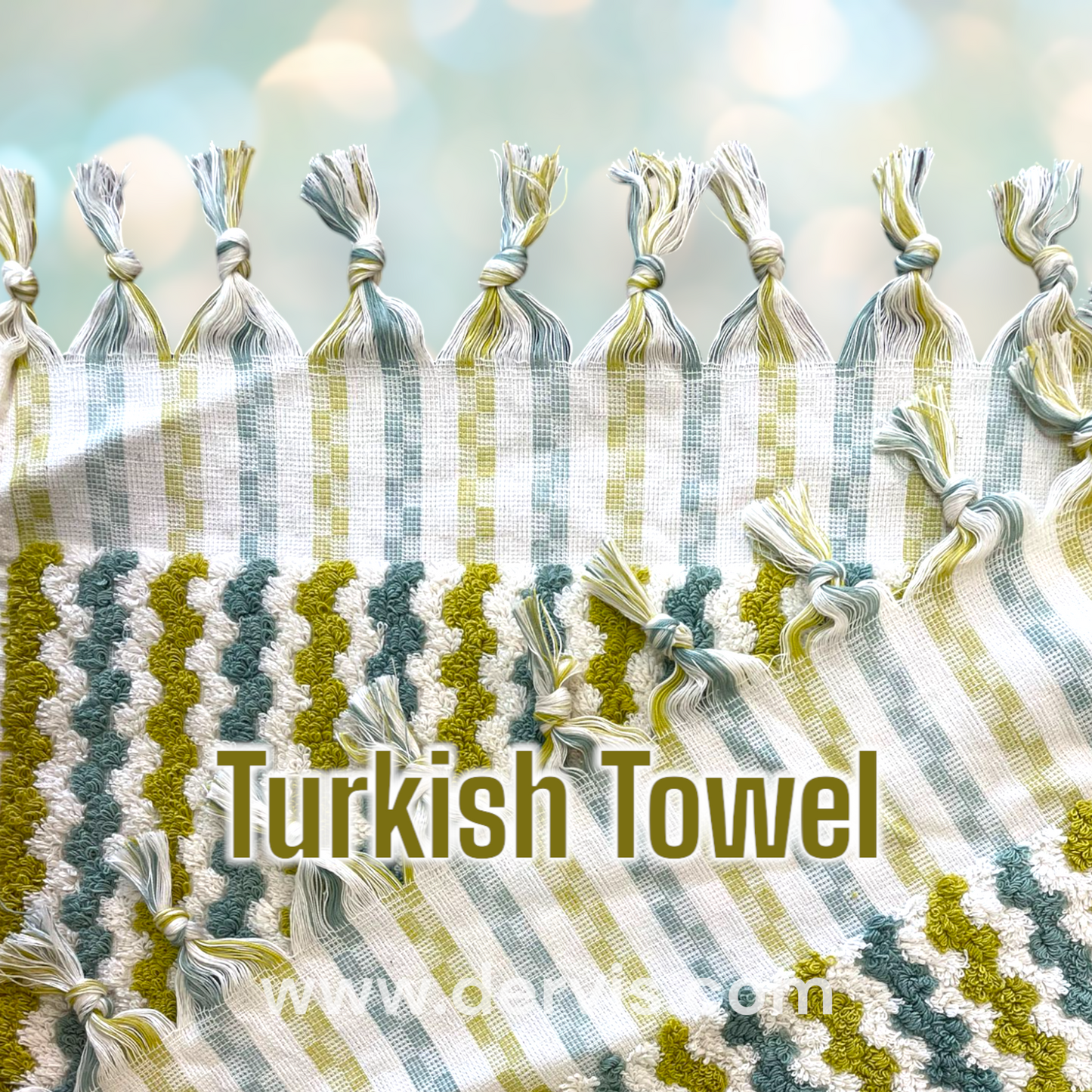 Natural Cotton Hand-Woven Turkish Terry Hammam Towel Designer Zigzag Pattern