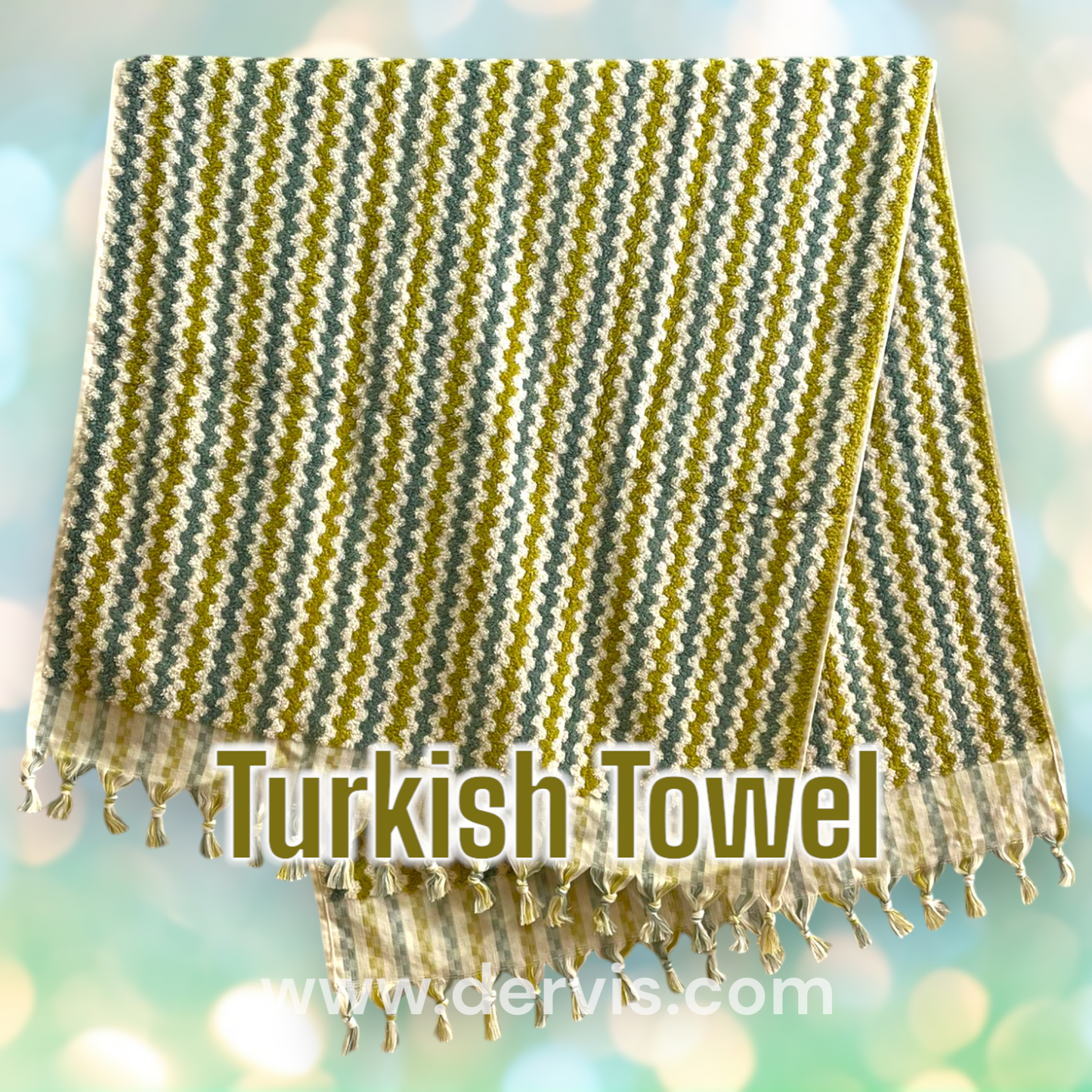 Natural Cotton Hand-Woven Turkish Terry Hammam Towel Designer Zigzag Pattern