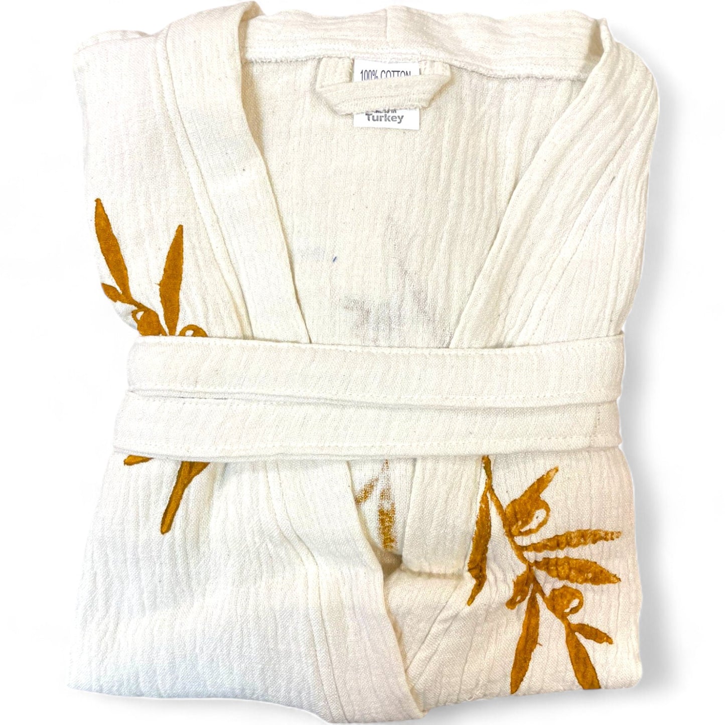 Olive Branch Turkish Towel Kimono Kaftan Bathrobe