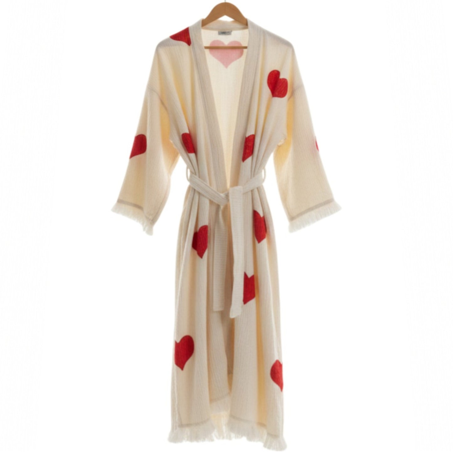 Valentine Days Turkish Towel Kimono Robe Kaftan Heart Design