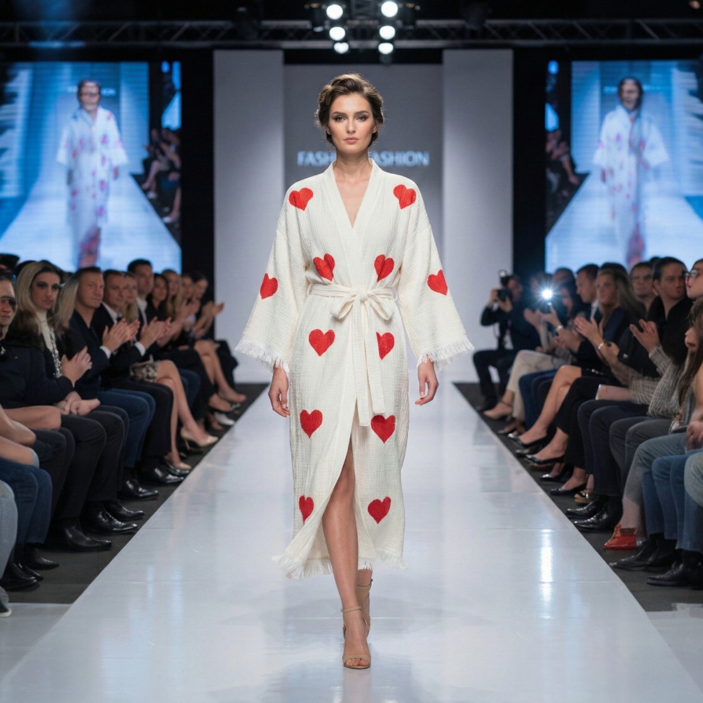 Valentine Days Turkish Towel Kimono Robe Kaftan Heart Design