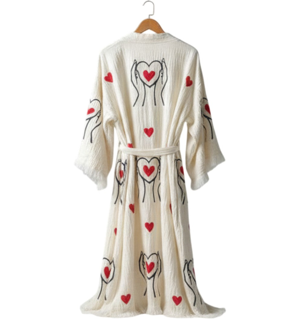 Valentine Days Turkish Towel Kimono Robe Kaftan