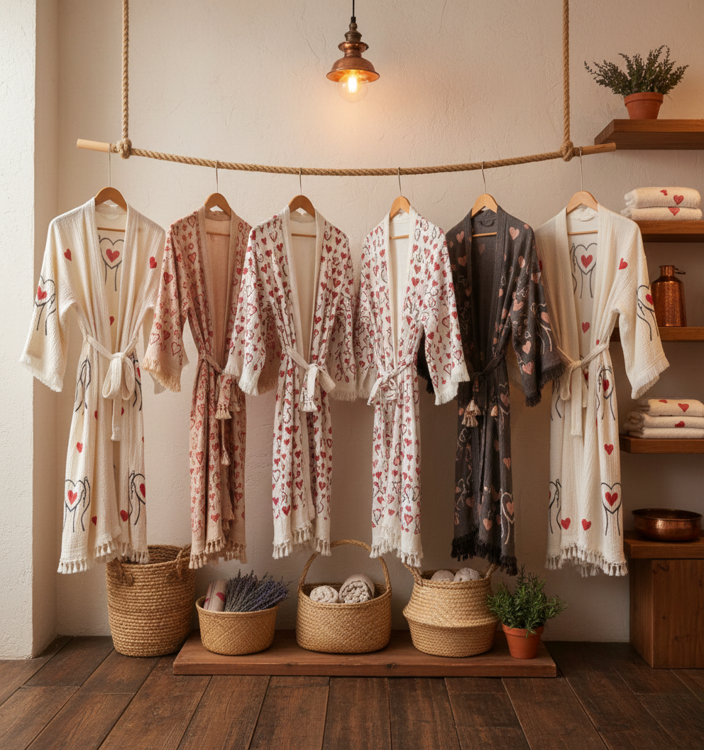 Valentine Days Turkish Towel Kimono Robe Kaftan