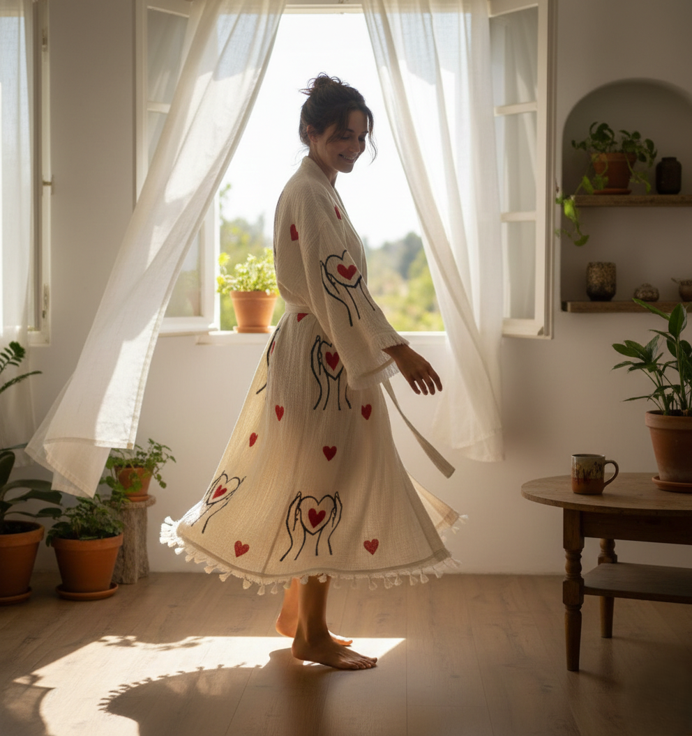 Valentine Days Turkish Towel Kimono Robe Kaftan