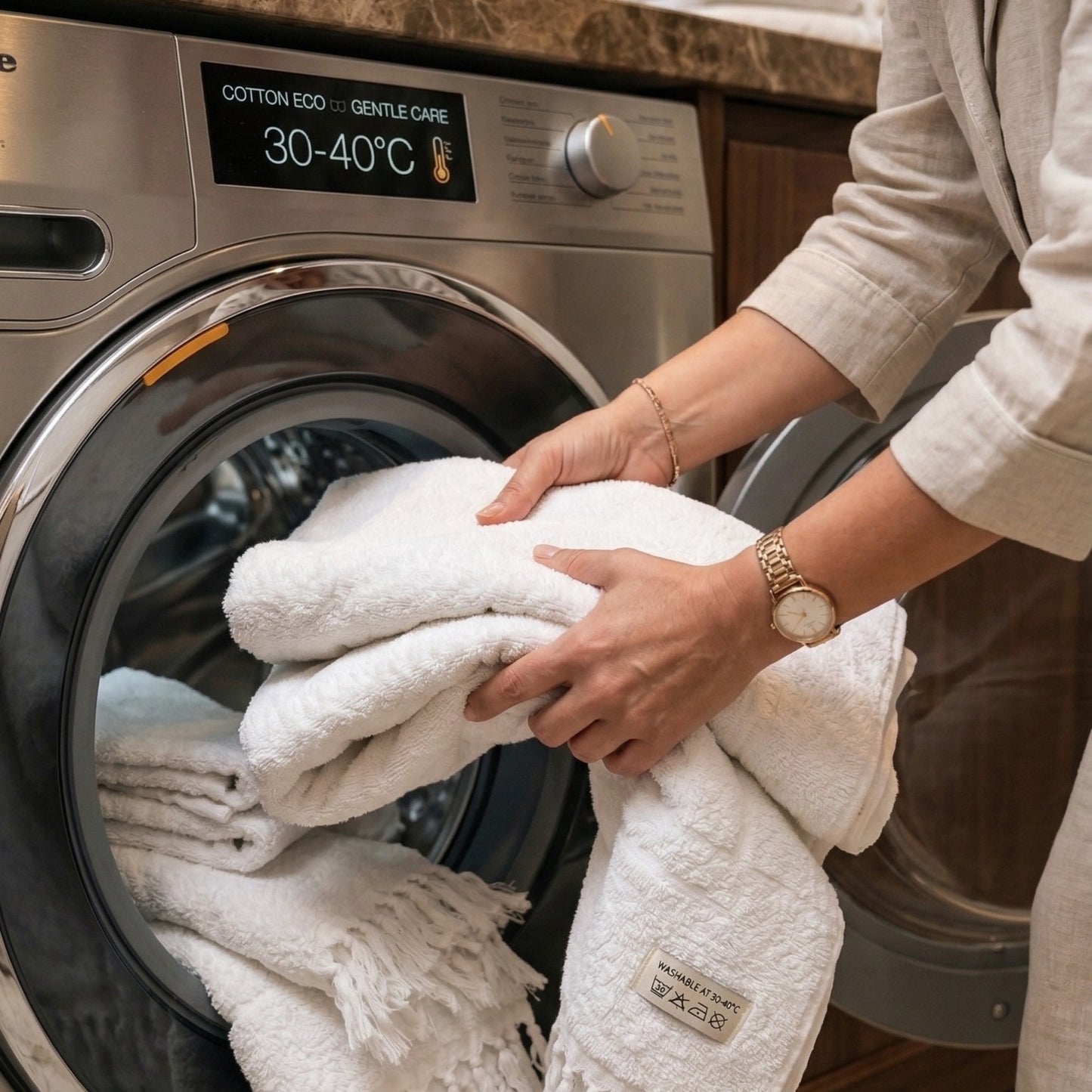 White Turkish Hammam Towel – 100% Natural Cotton, Hand Woven, Luxury Terry Bath Towel (1 kg)