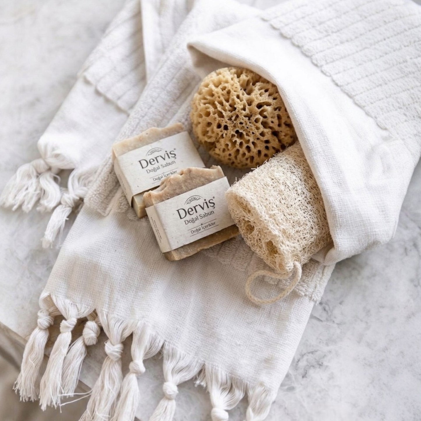 White Turkish Hammam Towel – Self-Striped Hand Woven Luxury Terry Bath Towel (1 kg)